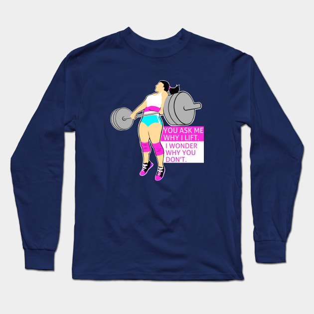 fitness girl, gym girl, fitness, weightlifting women Long Sleeve T-Shirt by TimAddisonArt
